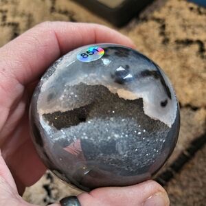 Gray and White Geode Sphere